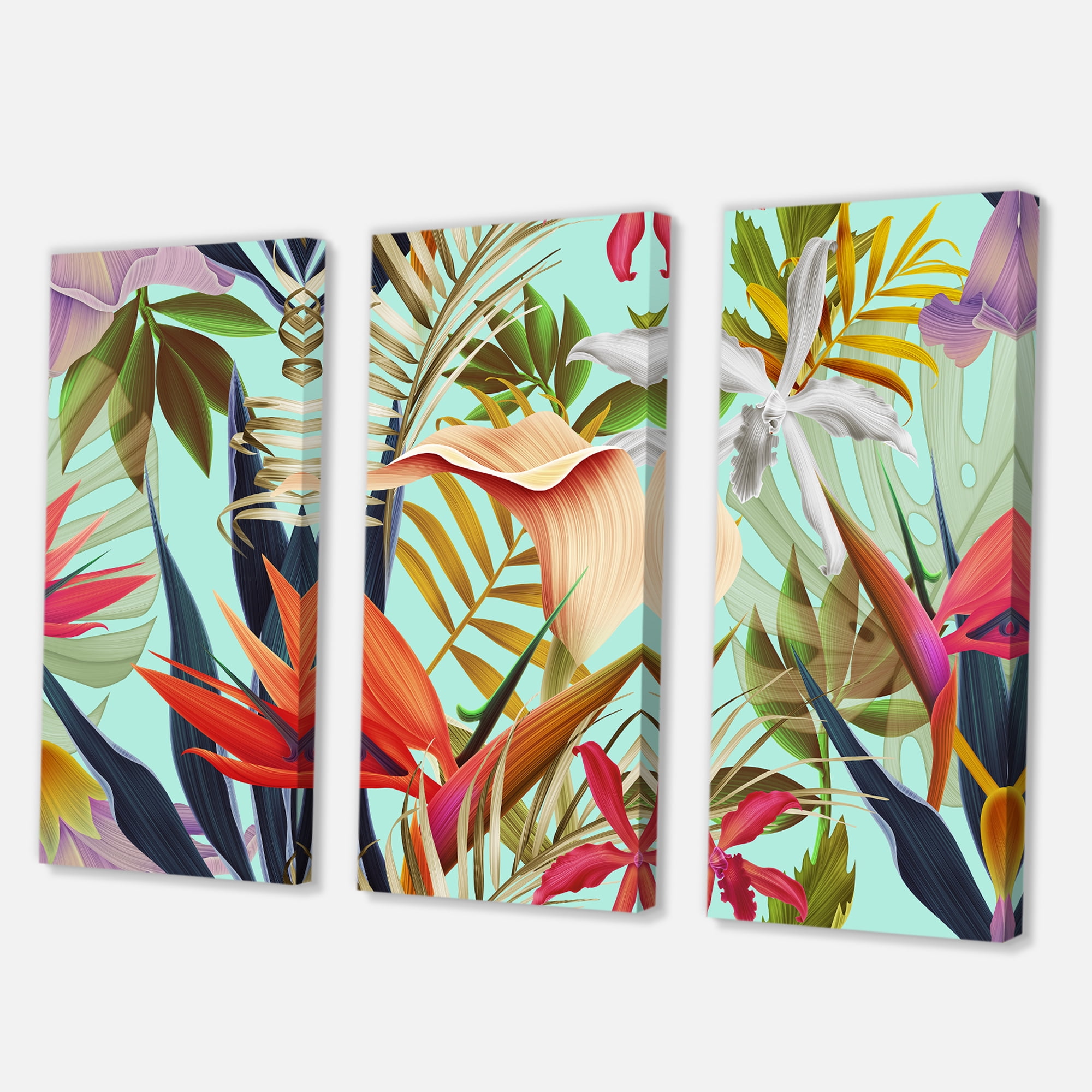 Designart ' VIntage Tropical Flowers II ' Tropical Canvas Wall Art Print