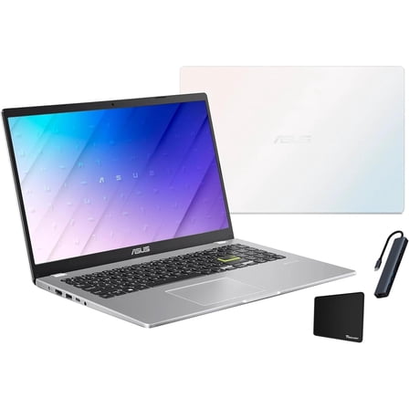 ASUS L510 Laptop, 15.6" FHD Display, Intel Celeron N4020, 4GB RAM, 128GB eMMC Storage, Backlit Keyboard, 1-Year Microsoft 365, Windows 11 Home, White with Tigology Accessories