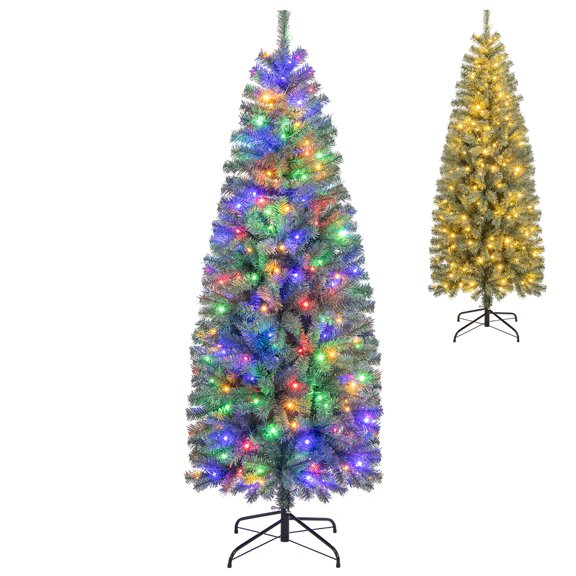 Gymax 6.5 FT Artificial Xmas Tree w/ 556 Branch Tips 200 LED Lights 9 Lighting Modes