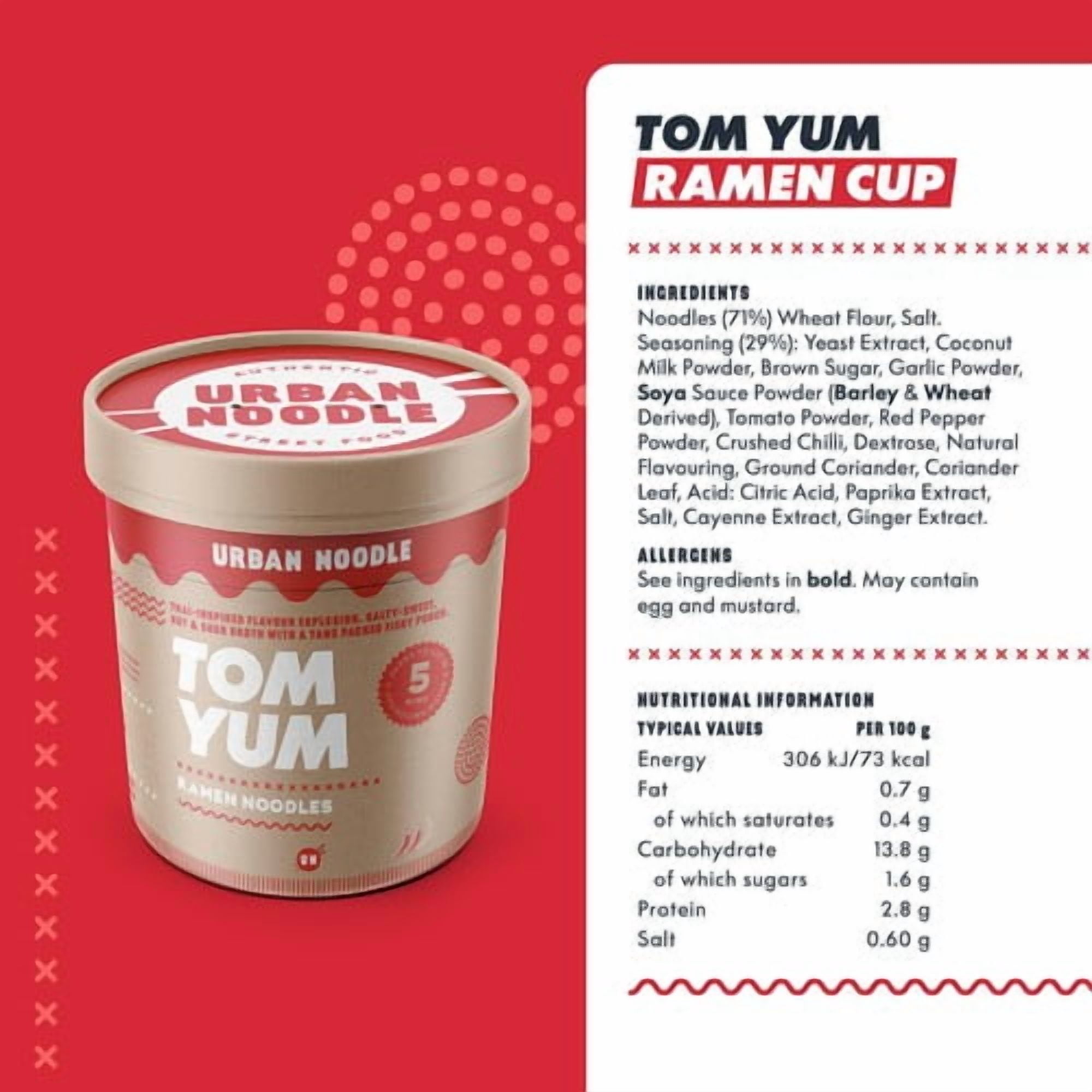 Urban Noodle Tom Yum Ramen Pot 87g, British Import (Pack of 3)