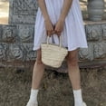 thumbnail image 3 of Bolso Tejido PequeñO Hecho una Mano de Verano, Bolso de Mano de CáScara de MaíZ, Bolso de Mimbre de Paja, Bolso de Mimbre de Paja para Padres e Hijos, 3 of 8
