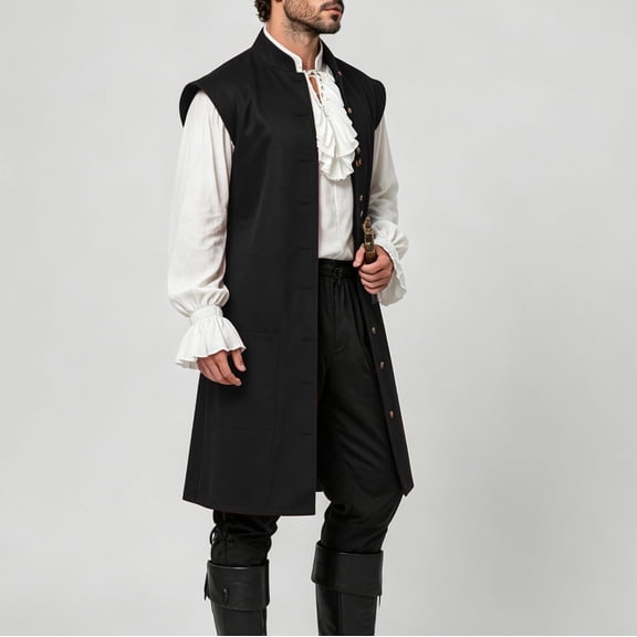 Men'S Medieval Renaissance Sleeveless Costume Vest Robe For Halloween Party Cosplay Role Play Themed Event Masquerade Dress Up Outfit