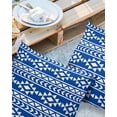 thumbnail image 2 of Pack of 2 Outdoor Pillow Covers, Vintage Geometric American Tribal Pattern Blue Texture Waterproof Square Throw Pillowcase Cushion Decorative Pillow Covers for Couch Patio Tent, 24x24 in, 2 of 6