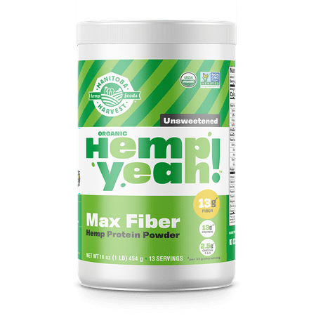 Manitoba Harvest Hemp Yeah! Max Fiber Organic Protein Powder, Unsweetened, 1.0