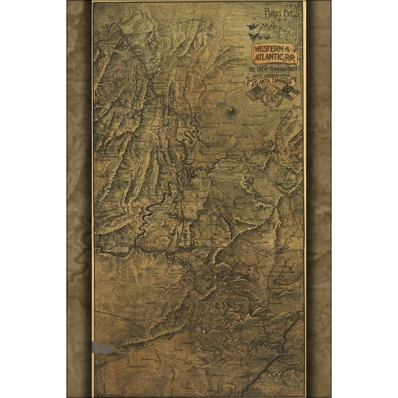 24"x36" Gallery Poster, map Western & Atlantic Railroad georgia 1864