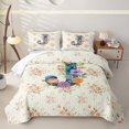 thumbnail image 2 of Feelyou Butterfly Letter J Twin Quilt Set for Women Girls, Retro Watercolor Floral Twin Coverlet Set, Multi-Color, 2pcs, 2 of 7