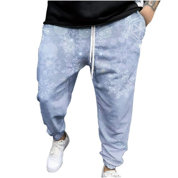 Lilgiuy Men Casual Sweatpants Christmas 3D Printed Elastic Trousers Fall Clothes for 2022 Spring Winter