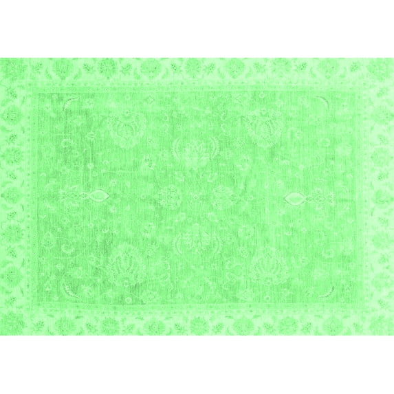 Ahgly Company Indoor Rectangle Oriental Emerald Green Traditional Area Rugs, 5' x 7'