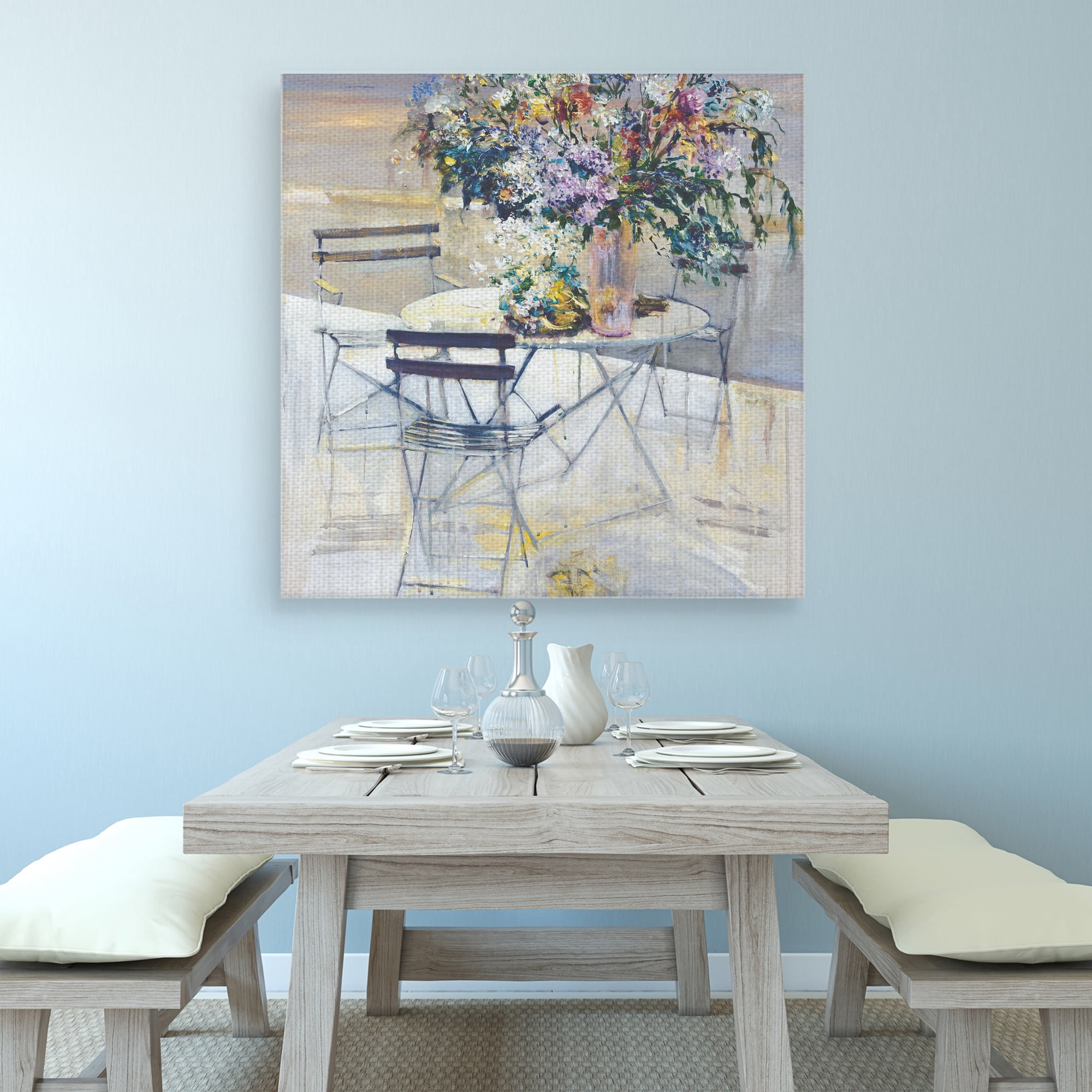 Masterpiece Art Gallery Dining In The Shadow Of The Greek Isle 1 by Mary Dulon Canvas Art Print 35" x 35"