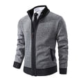 thumbnail image 5 of Lovskoo Mens Cardigan Sweater Winter Zipper Knit Coat Long Sleeve Stand Collar Hoodless Casual Outwear & Jackets Gray, 5 of 5