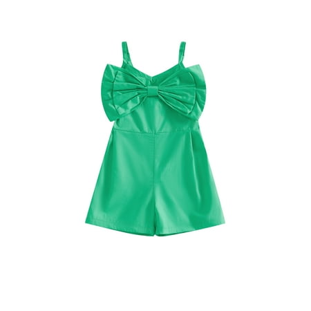 

Binpure Baby Kid Girls Jumpsuit Sleeveless V Neck Bowknot Solid Short Bodysuit for Casual Daily