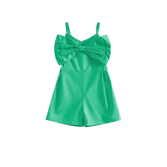 Kmbangi V Cou Sans Manches Bowknot Couleur Unie Combinaison Courte, Body Décontracté Tous les Jours pour Bébé Enfant Filles Été 1-5Y
