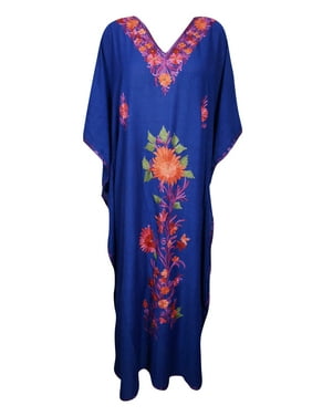 Mogul Kaftan Caftan Dress From Kashmir with Ari Embroidery Cover Up Resort Wear Maxi Dresses 3X