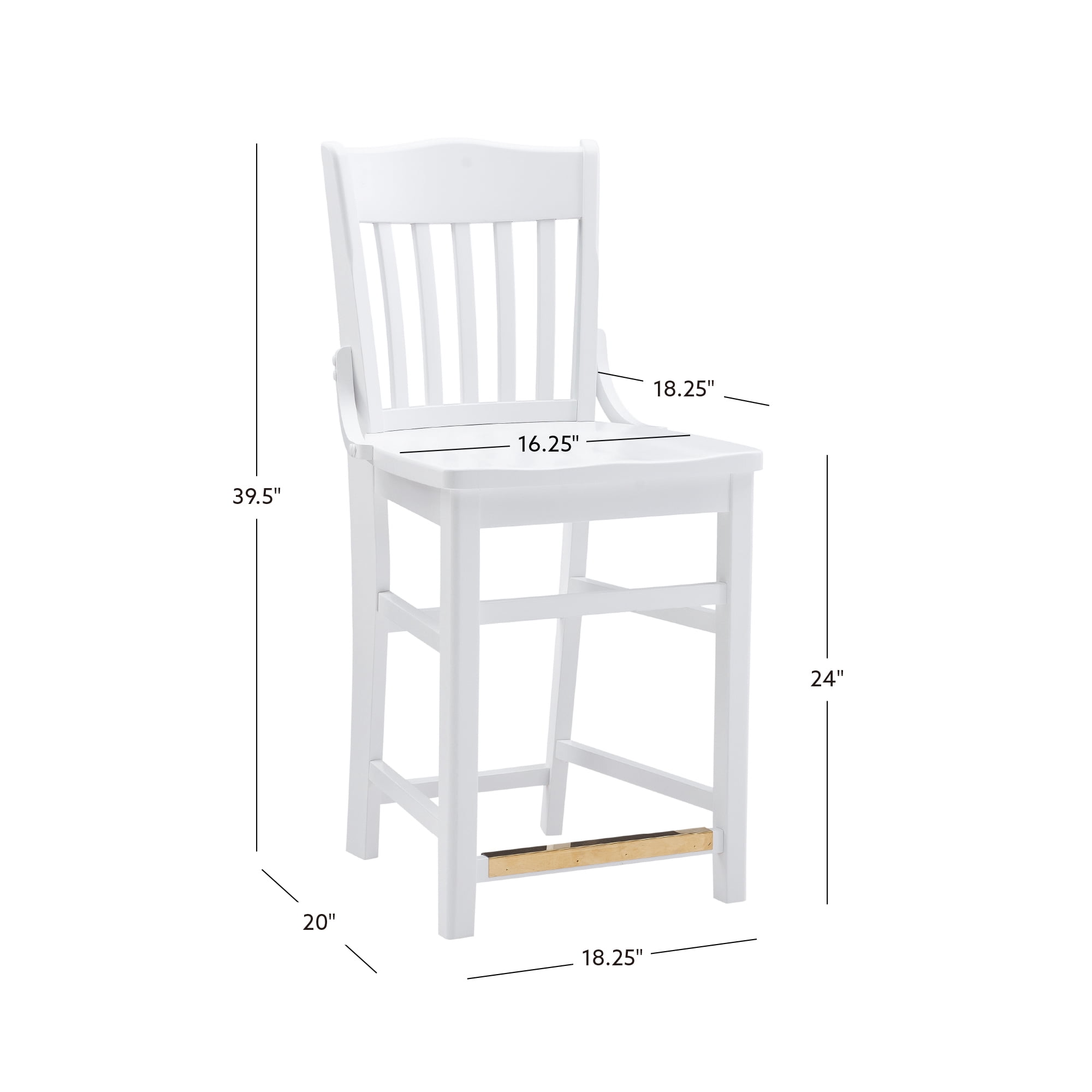 Linon Judah 24 Inch High Back White Counter Stools, Set of 2