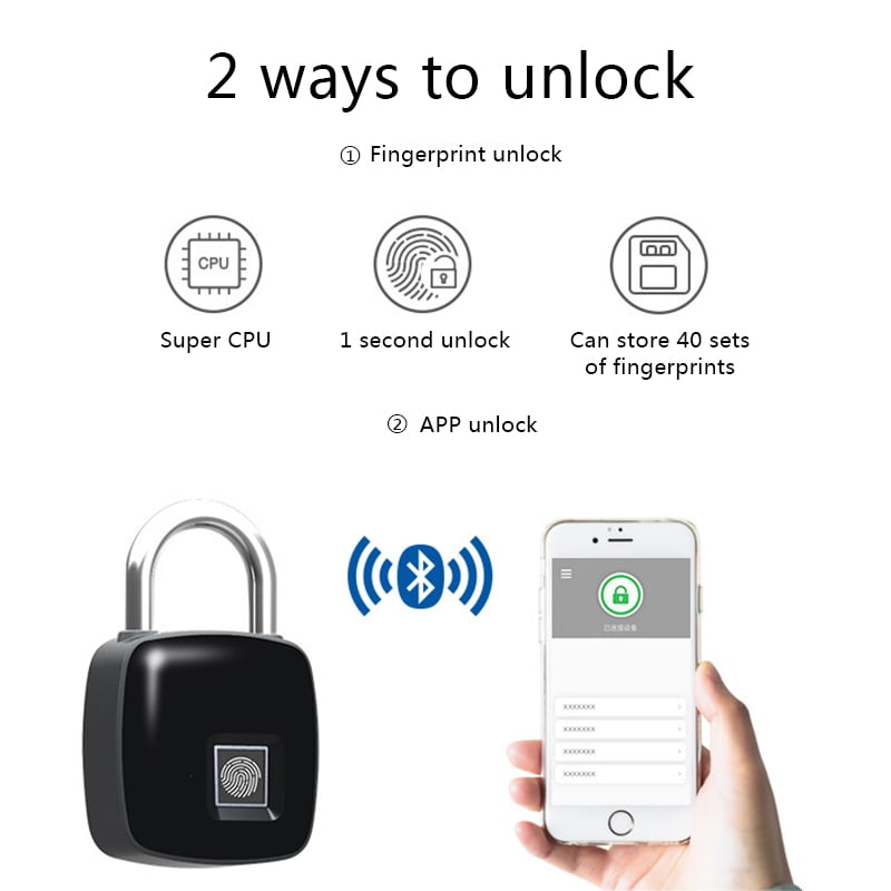 Details about   Fingerprint Keyless Smart Door Lock Bluetooth Anti-Theft Padlock Luggage Lock 