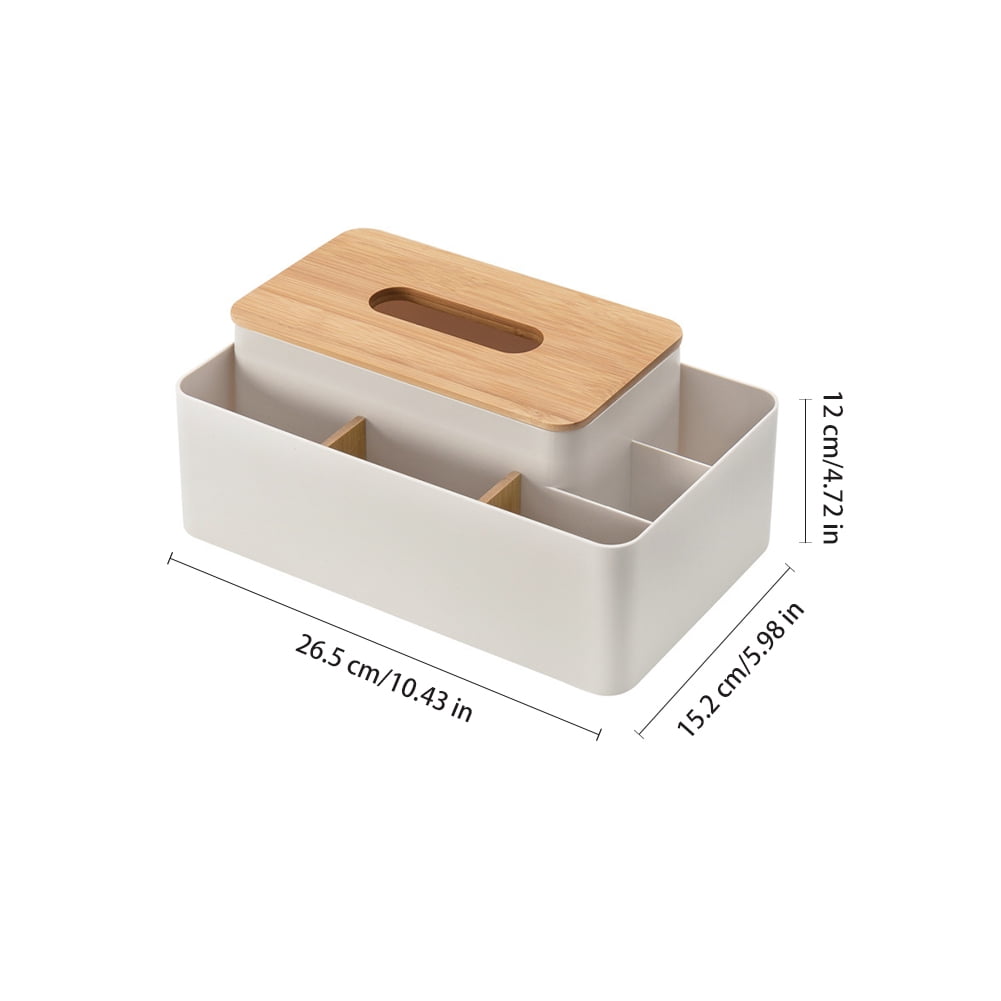 Tissue Box Holder Rectangular Wood Desktop Storage Boxes Remote Control Holder For Home Office 