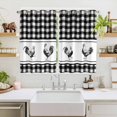 thumbnail image 2 of Farmhouse Black Plaid Kitchen Curtains Window Panels, Vintage Country Cock Checkered Insulated Window Treatment Curtain, Grommet Curtains for Bedroom/Living Room/Bathroom, 2 Piece 52"Wx72"L, 2 of 8