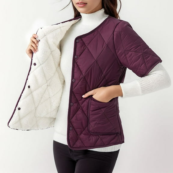 Womens Lightweight Short Sleeve Two Pockets Down Jacket (Available In Plus Size) 4 Person Tent Chambray Utility Jacket Zipper Jacket Women Cropped Back Jacket The Coat for Women Long down Coats for