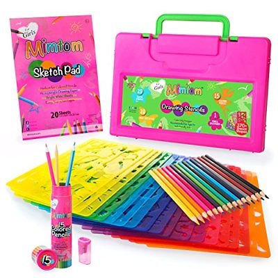 Mimtom Mimtom Drawing Stencils Kit For Girls 58 Pc Stencil Set With 370 Shapes Pad Walmart Com Walmart Com