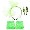 thumbnail image 1 of KAKOWELY Diadema de encaje de los 80, pendientes de neón, guantes de rejilla sin dedos para fiesta de los 80 (verde claro), 1 of 4