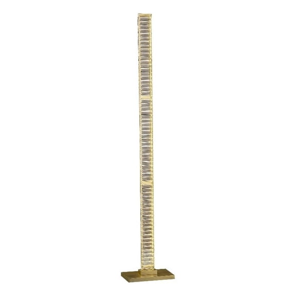 Benjara Lizy 62" Floor Lamp with Crystal- LED Metal Frame- Antique Brass