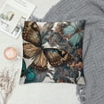 thumbnail image 2 of Shiartex  Butterflies with Orchids and Leaves，Pillow Covers Decorative Cushion Cover Throw Printed Pillow Case ，Brown and Blue, 2 of 5