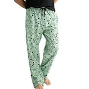 Men's Peanuts Snoopy Mens Pajama Pants Lounge Sleepwear Green All-Over Print