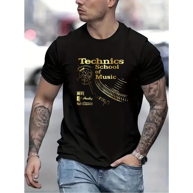 Camiseta informal de cuello redondo para hombre con estampado "Technics School of Music", camiseta de verano de manga corta para hombre, camiseta con gráfico de Music Craft School