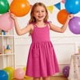 thumbnail image 4 of BRGZLK Little Girls Dress Toddler Summer Fashion Cute Solid Color Casual Ruffle Halter Sleeveless Bowknot Sundress with Pocket for Birthday Party Hot Pink 9-10 Years, 4 of 8