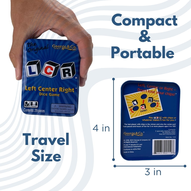 The Original LCR Left Center Right Blue Tin Game photo 3