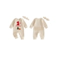 thumbnail image 2 of Cjfdfy Newborn Baby Boy Girl Christmas Fall Outfit Christmas Tree Present Box Embroidery Romper Headband Infant Cute My 1St Christmas Fall Winter Holiday Set 0-18M, 2 of 9