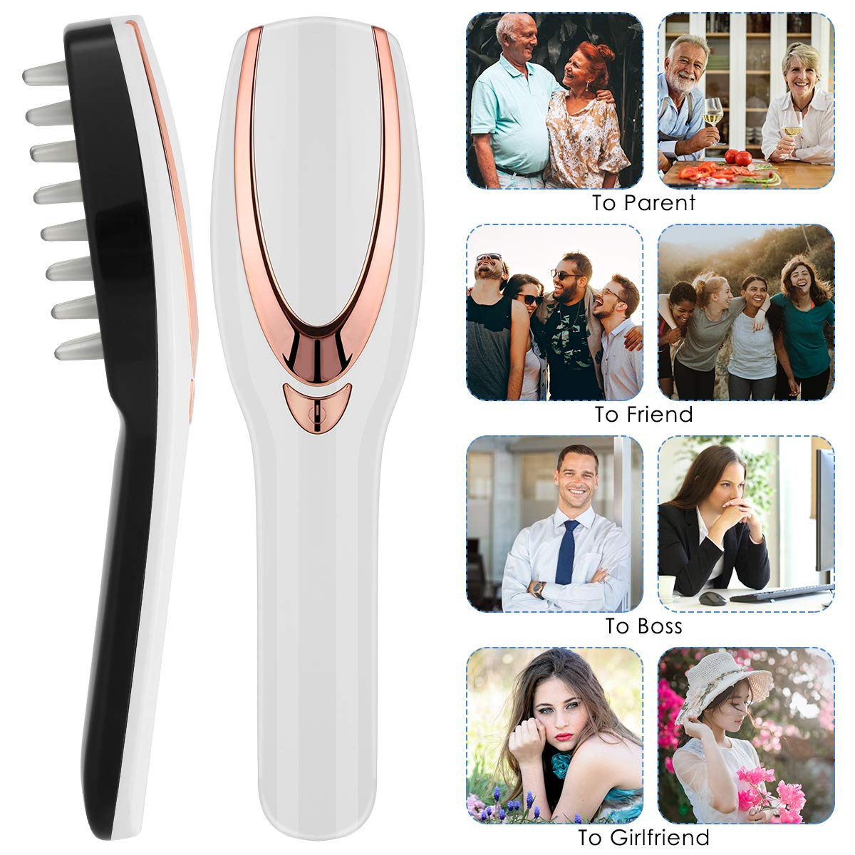 Peroptimist Phototherapy Hair Regrowth Brush, Scalp Massager Comb for Hair Growth, Anti Hair Loss Head Care Electric Massage Comb Brush with USB Rechargeable - image 4 of 8