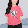 thumbnail image 2 of T-shirts Filles Imprimés Col Rond Manches Courtes T-Shirt Garçons Filles Tee Confortable Rose Enfant 12 Ans-13 Ans, 2 of 6