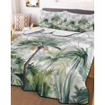 thumbnail image 2 of Summer Tropical Leaves Summer Quilt Set Full Size, Soft Microfiber Quilted Bedding Set with 2 Pillow Shams, Green Botanical Palm Trees Lightweight All Season Bedspread Coverlet for Bedroom 78"x90", 2 of 6
