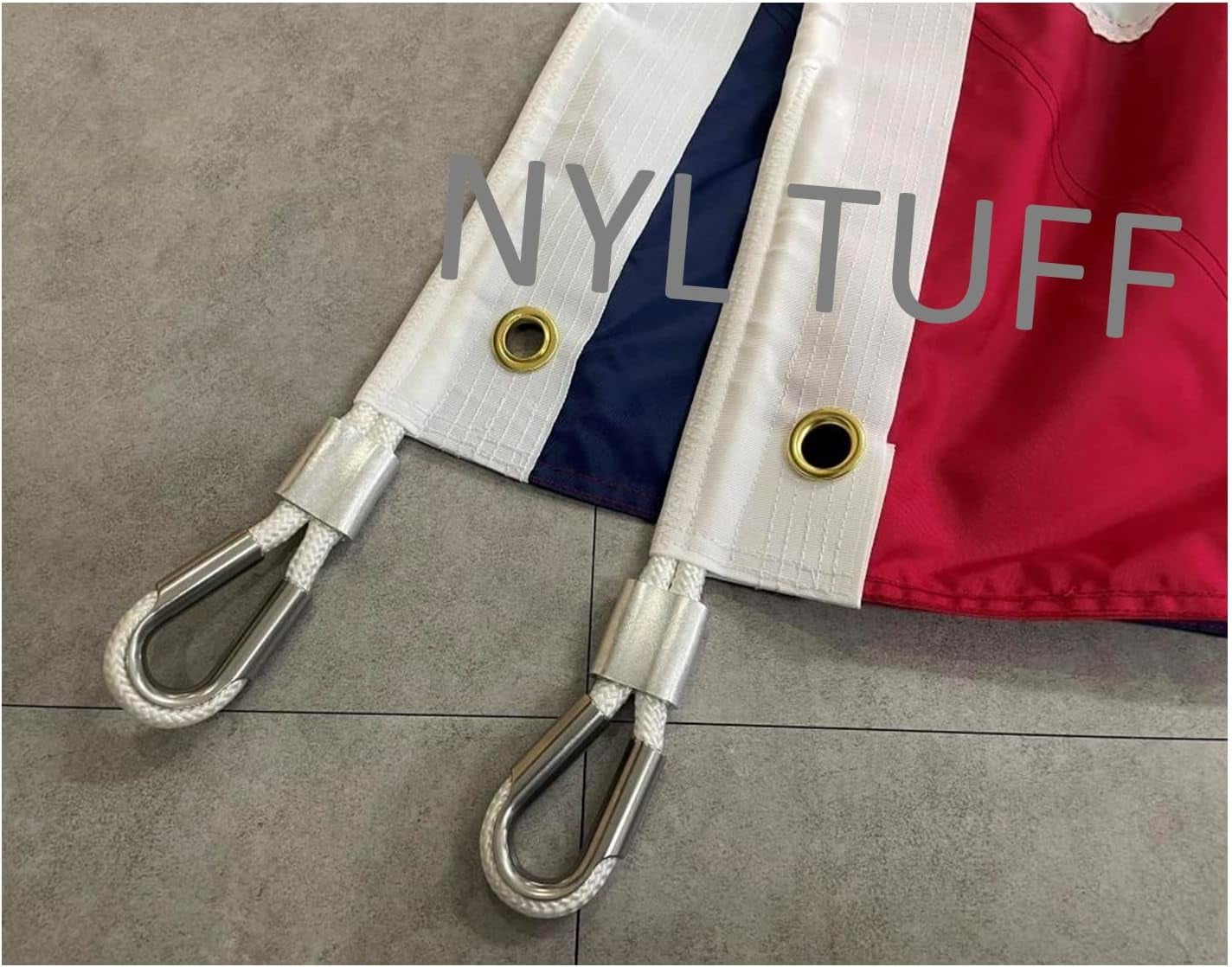 NYL-TUFF 10x15 Foot Nylon 300 Denier Heavy Duty American Flag Has Appliqued Stars, Sewn Stripes, Brass Grommets, Roped Thimbles, Canvas Header and Corner Patches
