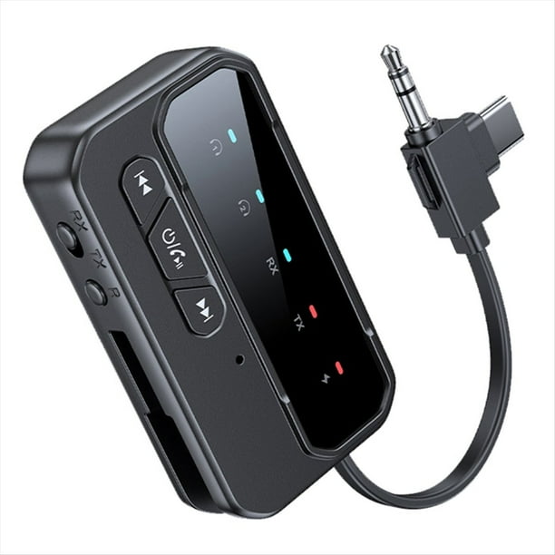 Receptor y Transmisor de Audio Bluetooth 5.4 con Entrada Auxiliar Tipo C/3,5 mm, Adaptador Inalámbrico de Música Estéreo con Micrófono para Altavoces de TV de Coche.