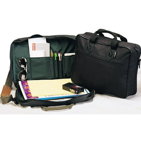 GREEN-SIMPLE LIGHTWEIGHT SOFTSIDE BRIEFCASE BAG, • Made of 600D polyester • Spacious main zippered compartment • Front zippered pocket • Dual soft grab handle • Organizer pocket inside the bag