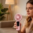 thumbnail image 2 of ICQOVD Desktop Fan Handheld Rechargeable Mini Fan 3 Speed Usb Small Fan Hands-Free Portable Cooling for Summer Outdoor Work, 2 of 7