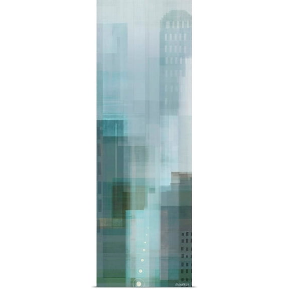 GBC | "City Emerald Panel II" Art Print - 12x36