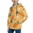 thumbnail image 2 of Fotbe Love Carrot Pattern Youth Pullover Hooded Sweatshirt, Boys Hoodie, Kangaroo Pocket Hoodie for Kids Girls -Small, 2 of 6
