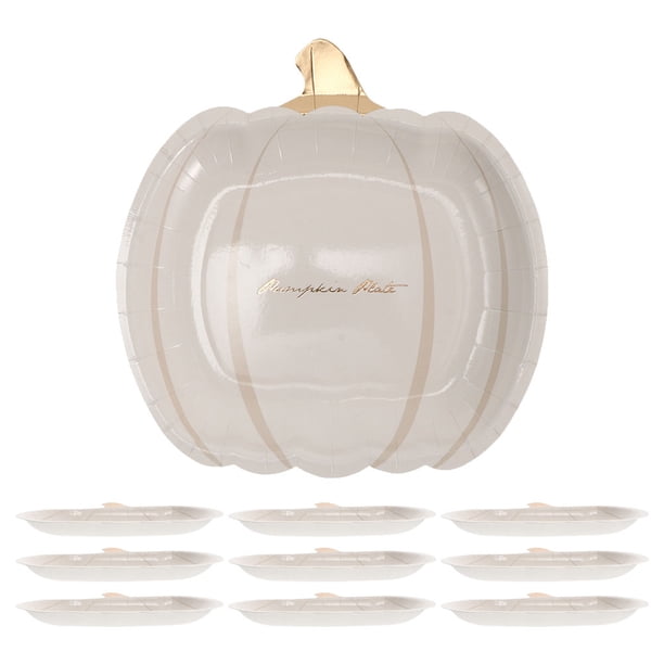 10 Uds. De platos de papel para Halloween, plato desechable para aperitivos de frutas en forma de calabaza, platos de postre para fiestas