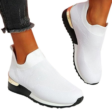 

gakvov Wedge Sneakers For Women Walking Shoes Sock Sneakers Arch Fit Shoes Non Slip Shoes Pull-On Lightweight Comfy Breathable Daily Shoes Arch Support Shoes For Women