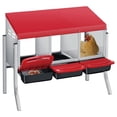thumbnail image 1 of Galvanized steel chicken nesting box con 3 holes y legs-automatic roll out egg collection removable tray weatherproof wall mount con perch hens easy to clean y assemble coop-red, 1 of 7