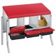 thumbnail image 1 of Galvanized steel chicken nesting box con 3 holes y legs-automatic roll out egg collection removable tray weatherproof wall mount con perch hens easy to clean y assemble coop-red, 1 of 7