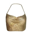 thumbnail image 2 of Nuoqisi Women’s Sets Fashion Metallic Sequins Halter Crop Top Deep V Neck Backless Vest Shirt and Skirt Clubwear Rave Outfit, 2 of 7