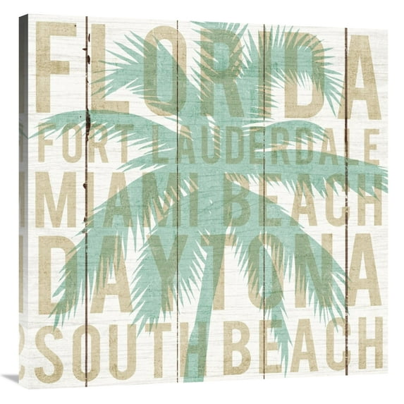 Global Gallery's 'Bon Voyage Florida Palm' By Michael Mullan Stretched Canvas Wall Art