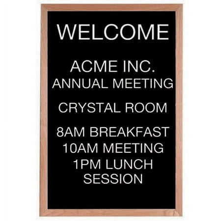 Aarco AOFD1218. Framed Letter Board Message Center. Frame is Oak