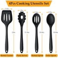 thumbnail image 2 of Dinnerware Set Kitchen Utensils Set Silicone Cooking Utensils Heat Kitchen Tools for Stir Frying Serving Mixing Include Turner Spoon Pasta Server Dishwasher Black Tableware,Cutlery Set,Ceramic Plates, 2 of 7