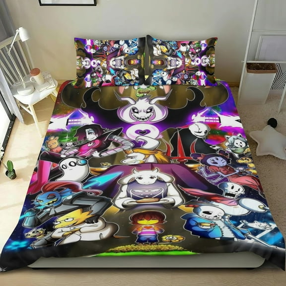 3 Piece Bedding Set For Undertale Comforter Cover Set Cute Duvet Cover Sets Super Soft Teens Bedding Set Kids Bedroom Gifts,1 Duvet Cover with 2 Pillowcases Twin