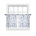thumbnail image 2 of Elegant Blue Flowers Semi Sheer Curtains 45 Inch Length 2 Panels Set, Spring Floral Botanical Summer Sheer Kitchen Curtain Privacy Voile Window Curtain for Living Room Bedroom Rod Pocket Drapes, 2 of 7
